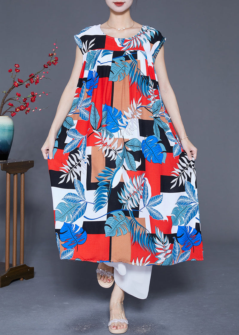 Colorblock Oversized Print Cotton Robe Dresses Summer