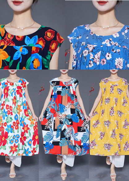 Colorblock Oversized Print Cotton Robe Dresses Summer