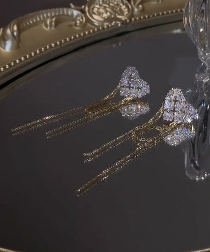 Copper Overgild Zircon Love Tassel Drop Earrings