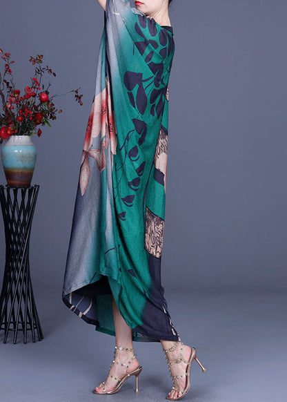 Green Button Print Fall Half Sleeve Dress