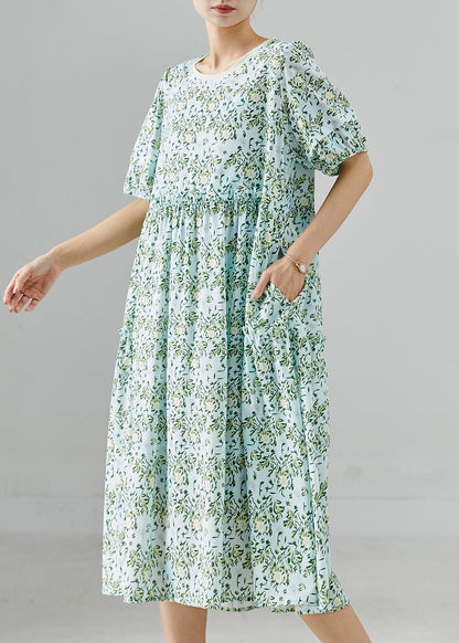 Green Oversized Print Chiffon Vacation Dresses Summer