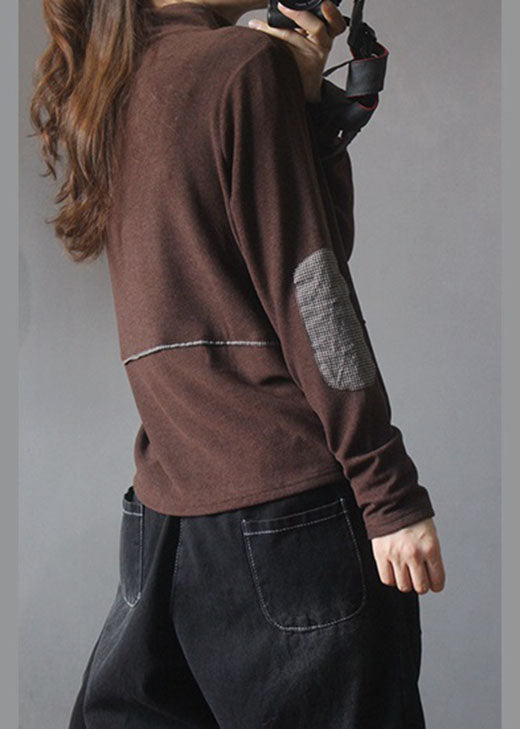 Green Patchwork Patch Applique Warm Fleece Tops Winter