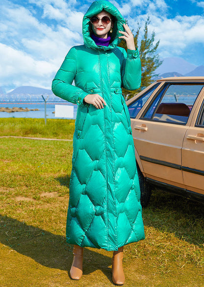 Green Zip Up Hooded Thick Duck Down Winter Coats Winter