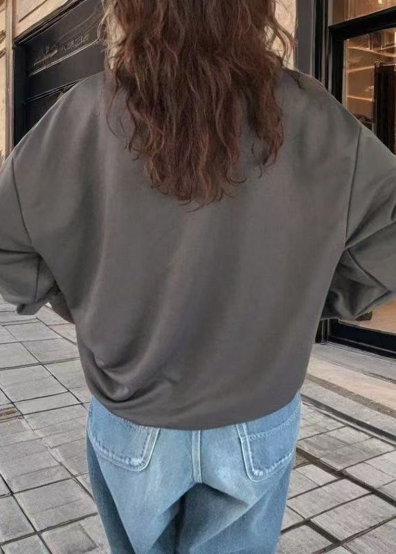 Boho Grey Oversized Hollow Out Cotton Pullover Streetwear Spring