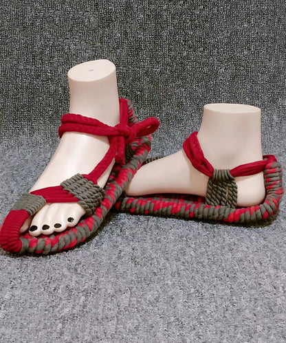 Handmade Knit Fabric Hollow Out Walking Sandals Soolinen Shoes-20251