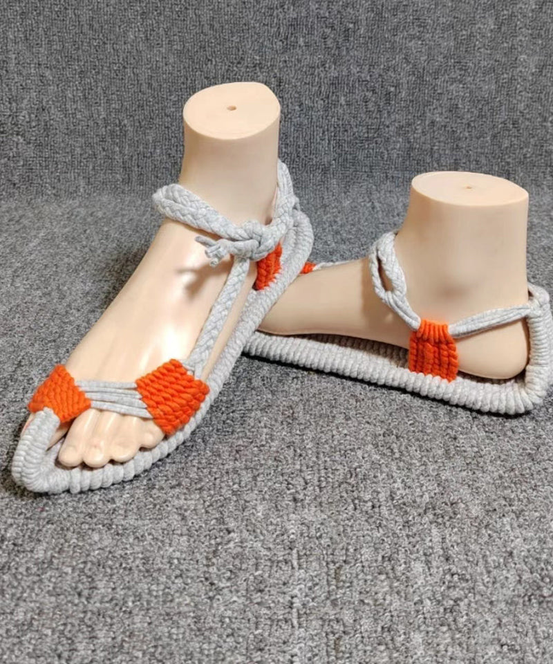 Handmade Knit Fabric Hollow Out Walking Sandals Soolinen Shoes-20251
