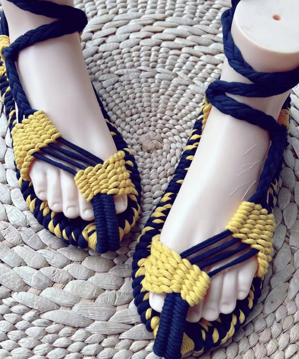 Handmade Knit Fabric Hollow Out Walking Sandals Soolinen Shoes-20251