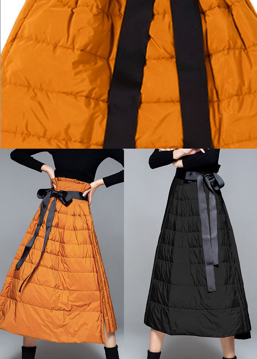Orange Thick Warm Low High Design Winter Duck Down Skirts