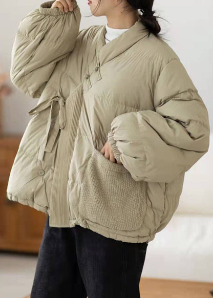 Light Green Cinched Pockets Duck Down Winter Down Coat