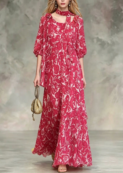 Red Asymmetrical Design Chiffon Dresses Summer