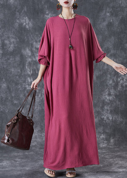 Red Oversized Lengthen Cotton Robe Dresses Fall