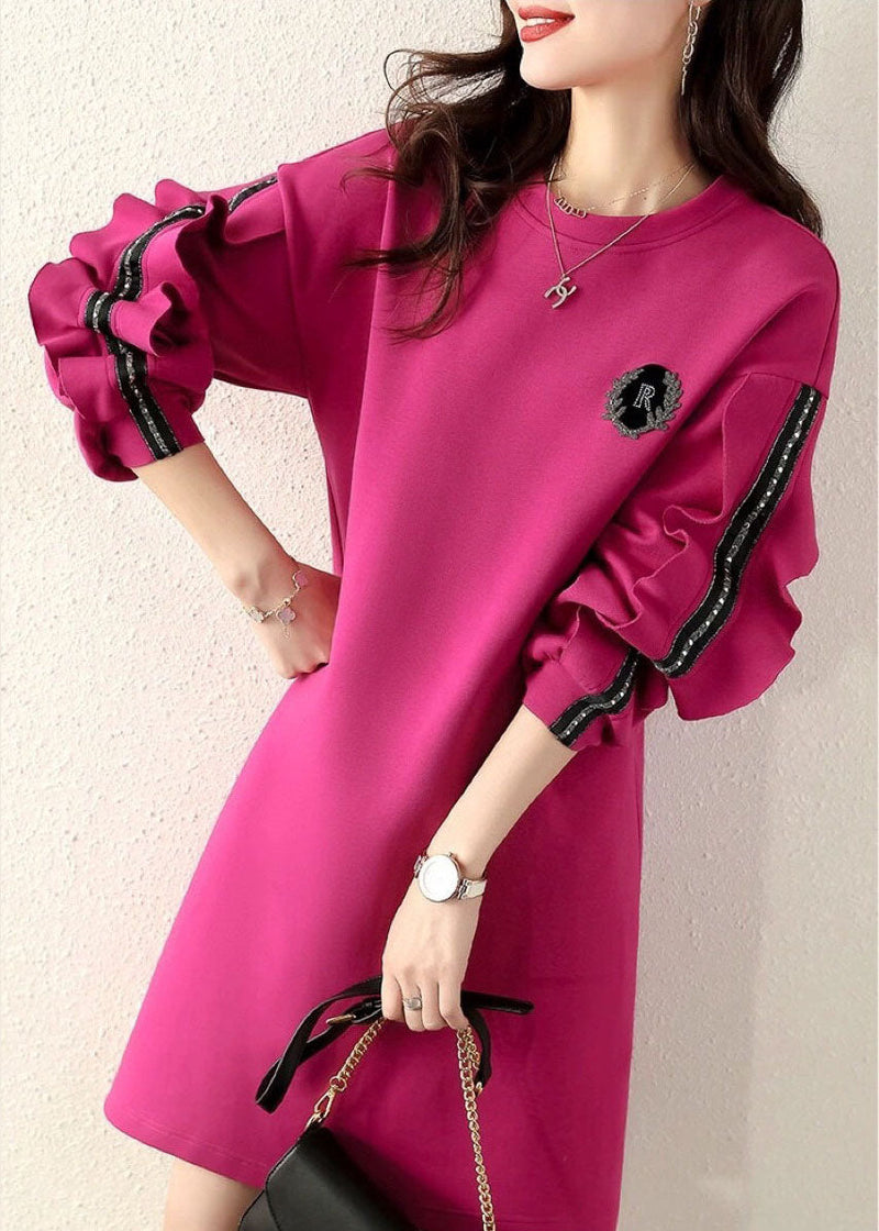 Rose Ruffled Patchwork Cotton Dress Spring