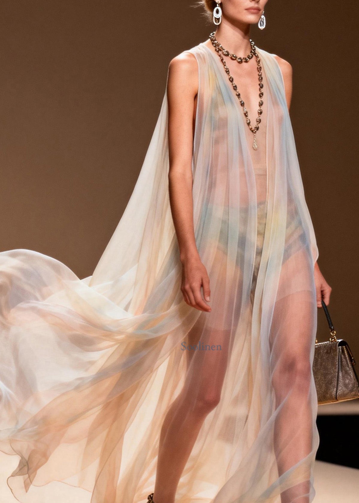 V Neck Chiffon Ankle Dress Sleeveless