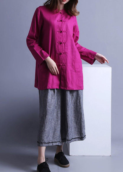 Boho low high design Chinese Button Spring Top