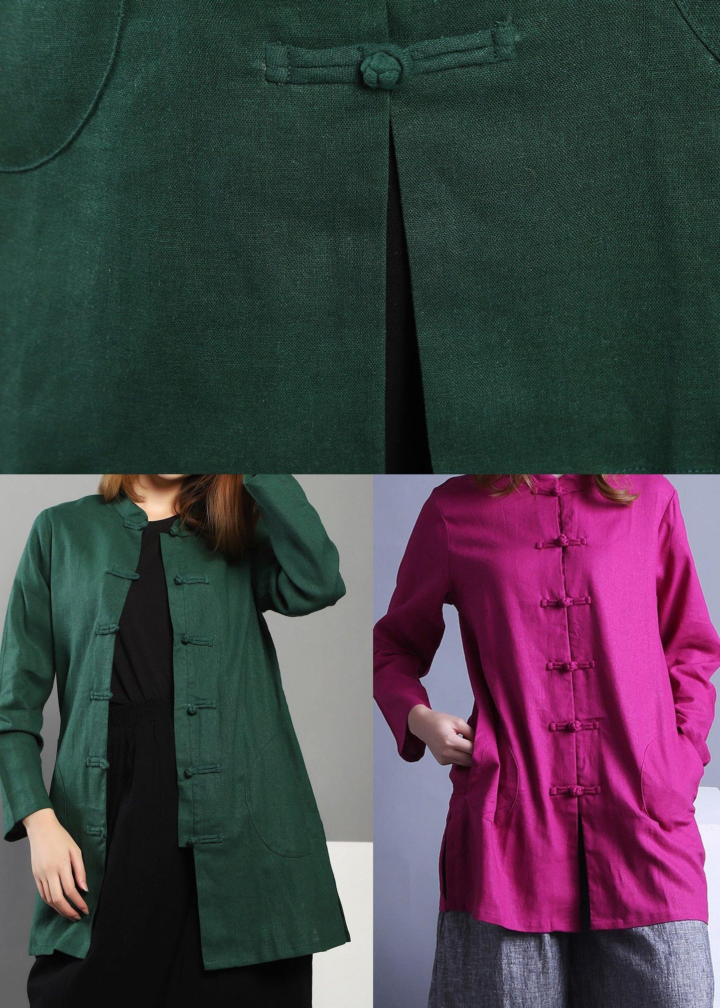 Boho low high design Chinese Button Spring Top