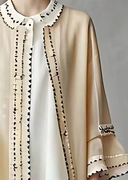 Boutique Apricot O Neck Chiffon Coats Long Sleeve