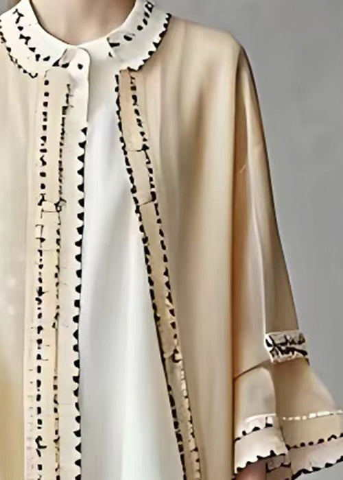 Boutique Apricot O Neck Chiffon Coats Long Sleeve