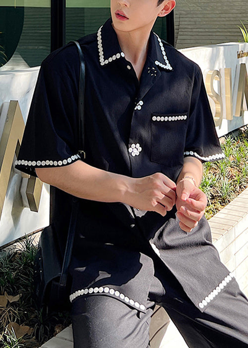 Boutique Black Button Original Design Cotton Shirts Summer