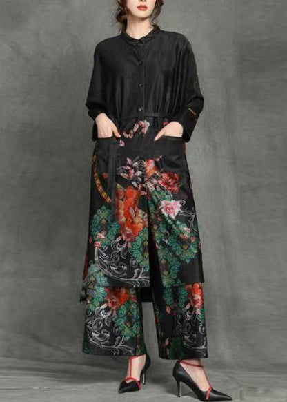 Boutique Black Peter Pan Collar Cardigans and Crop Pants Two Piece Set Spring