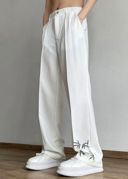 Boutique Black Pockets Print Ice Silk Pants Long Summer