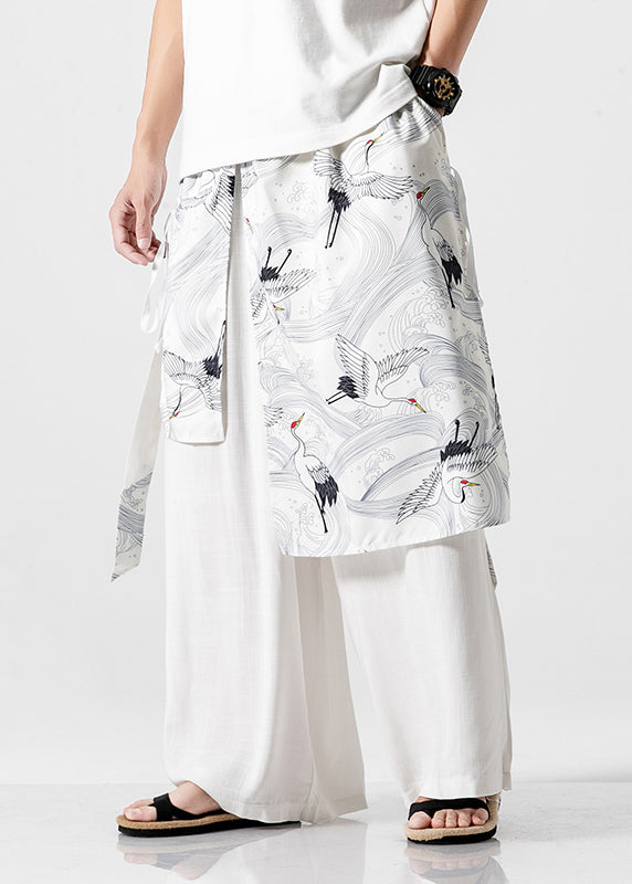 Boutique Black Pockets Print Patchwork Cotton Pants Skirt Summer