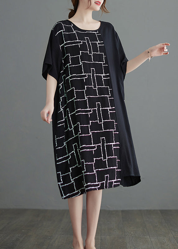 Boutique Black Asymmetrical Design Dress Short Sleeve