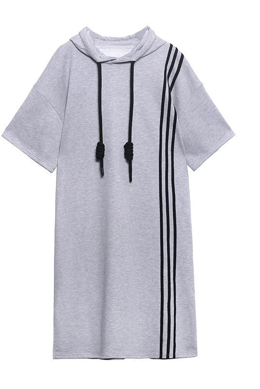 Boutique Black Hooded Cotton Side Open Summer Dresses