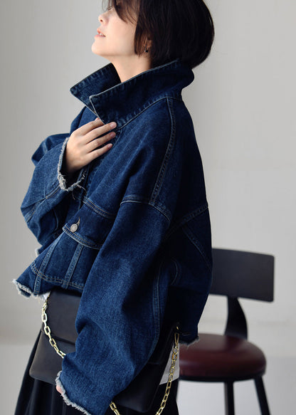 Boutique Blue Peter Pan Collar Button Cotton Denim Coat All