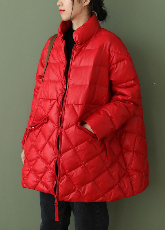 Boutique Chocolate Zippered Pockets Loose Winter Down Coat