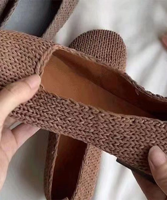 Boutique Comfortable Coffee Flat Shoes Sheepskin Splicing Soolinen Shoes-20251