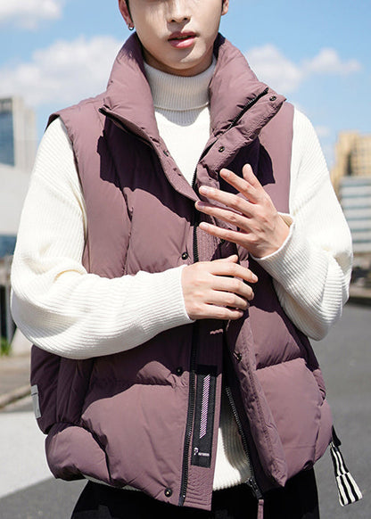 Boutique Dull Purple Zip Up Warm Duck Down Vests Winter