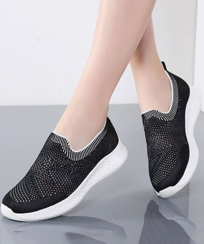 Boutique Flat Shoes for Black Knit Fabric