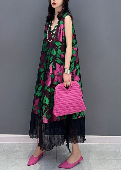 Boutique V Neck Patchwork Chiffon Dress Sleeveless