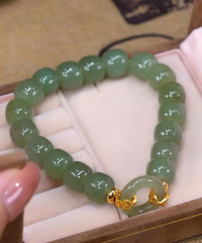 Boutique Green Alloy Jade Ping an Buckle Chain Bracelet
