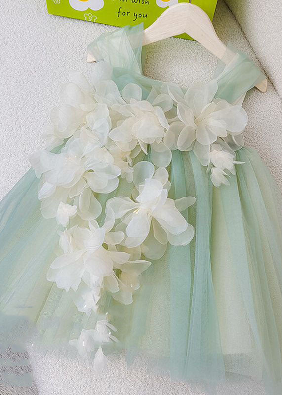 Boutique Green Bow Patchwork Tulle Kids Princess Dresses Summer