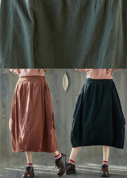 Boutique White Bamboo Pockets Lantern Cotton Linen Summer Skirt