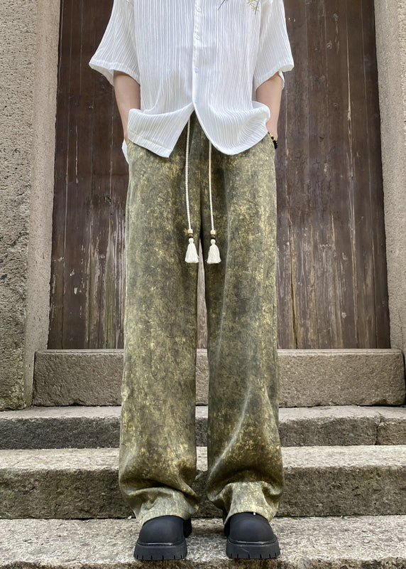 Boutique Grey Pockets Print Ice Silk Trousers Summer