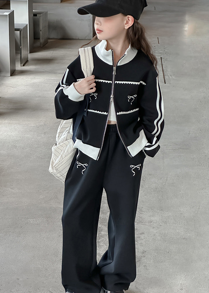 Boutique Grey Stand Collar Patchwork Coats and Wide Leg Pants Two Pieces Sets Spring