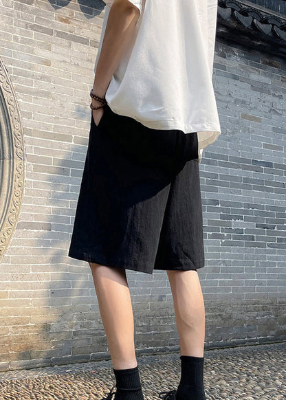 Boutique Khaki Pockets Elastic Waist Ice Silk Shorts Summer
