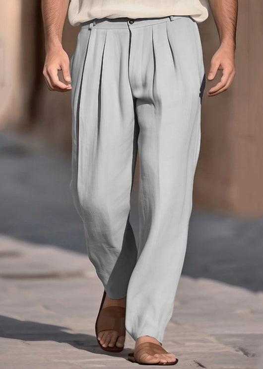 Boutique Khaki Wrinkled High Waist Cotton Pants Summer