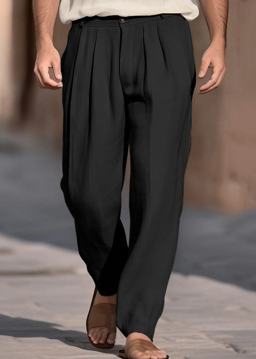 Boutique Khaki Wrinkled High Waist Cotton Pants Summer