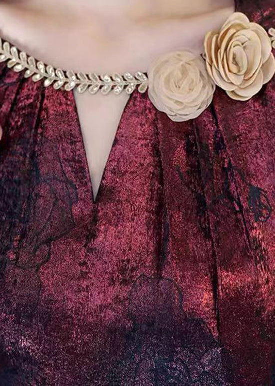 Boutique Mulberry O-Neck Floral Silk Shirt Tops Spring