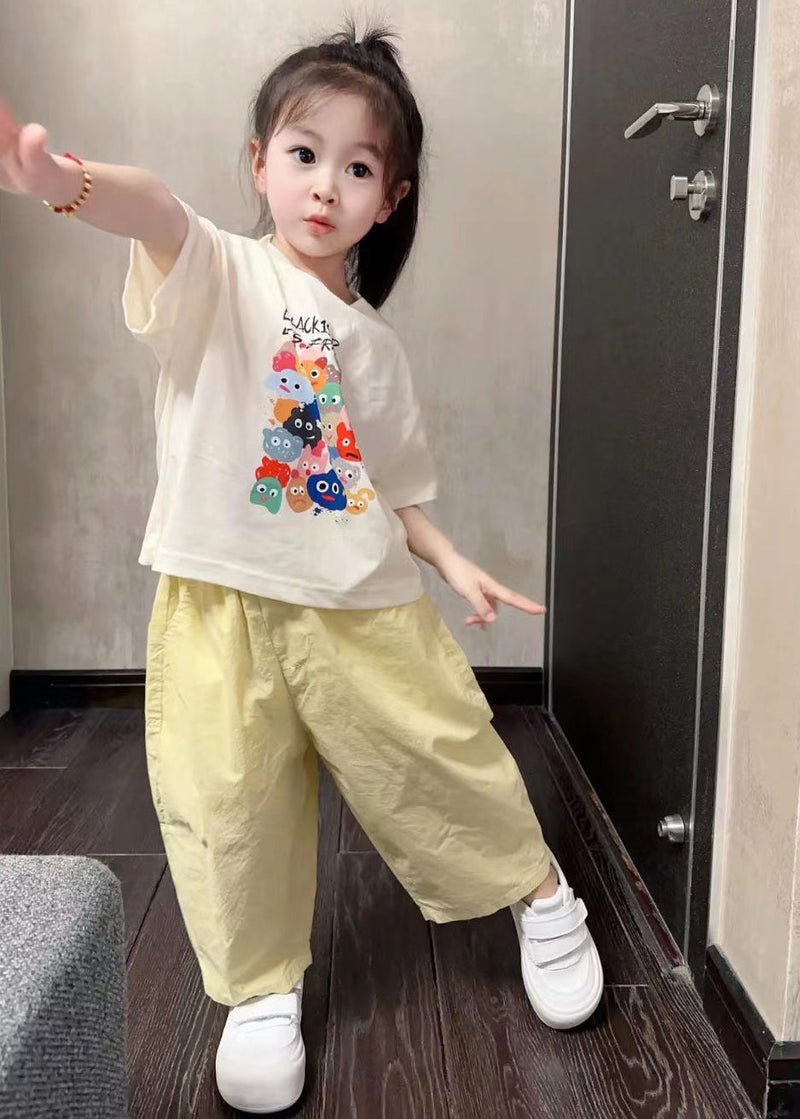 Boutique O-neck Kids Top and Pants Two Pieces Set Summer