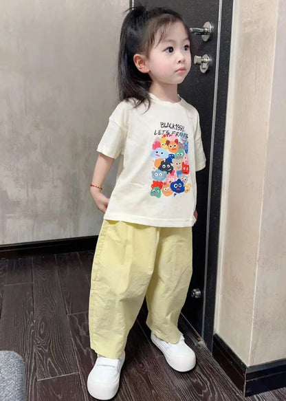 Boutique O-neck Kids Top and Pants Two Pieces Set Summer