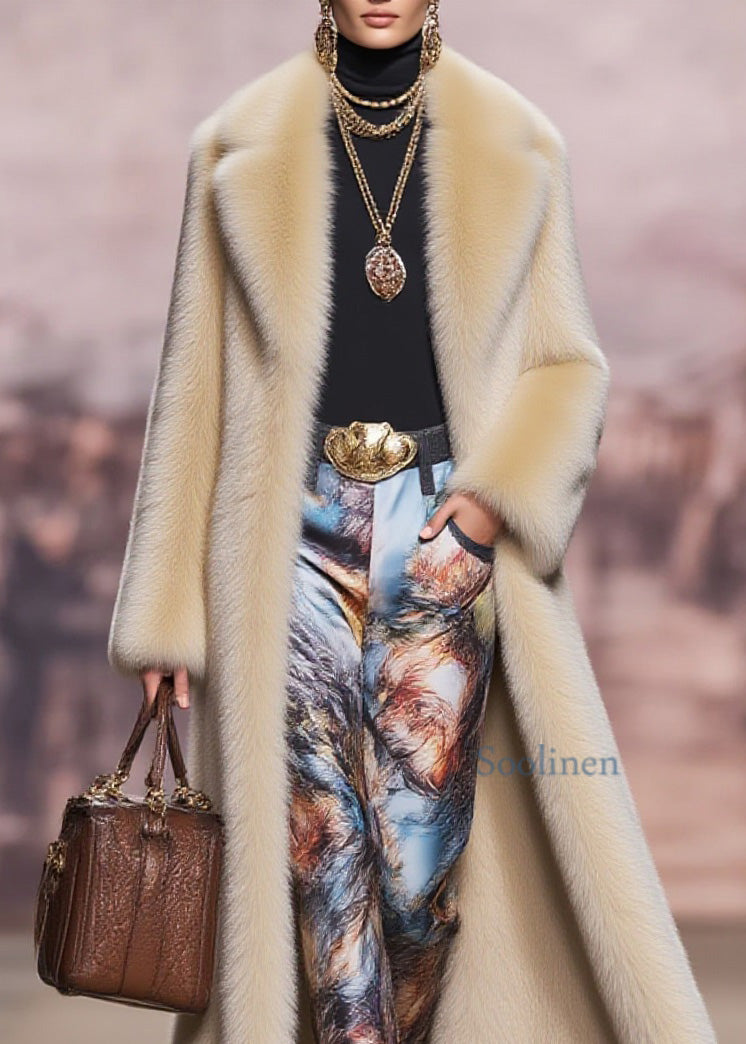 Boutique Peter Pan Collar Pockets Faux Fur Trench Winter