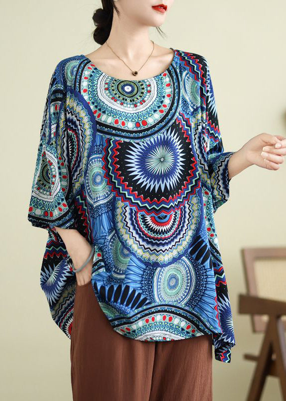 Boutique Red O-neck Print Top Half Sleeve