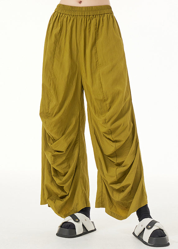 Boutique Yellow Wrinkled Long Pants Summer