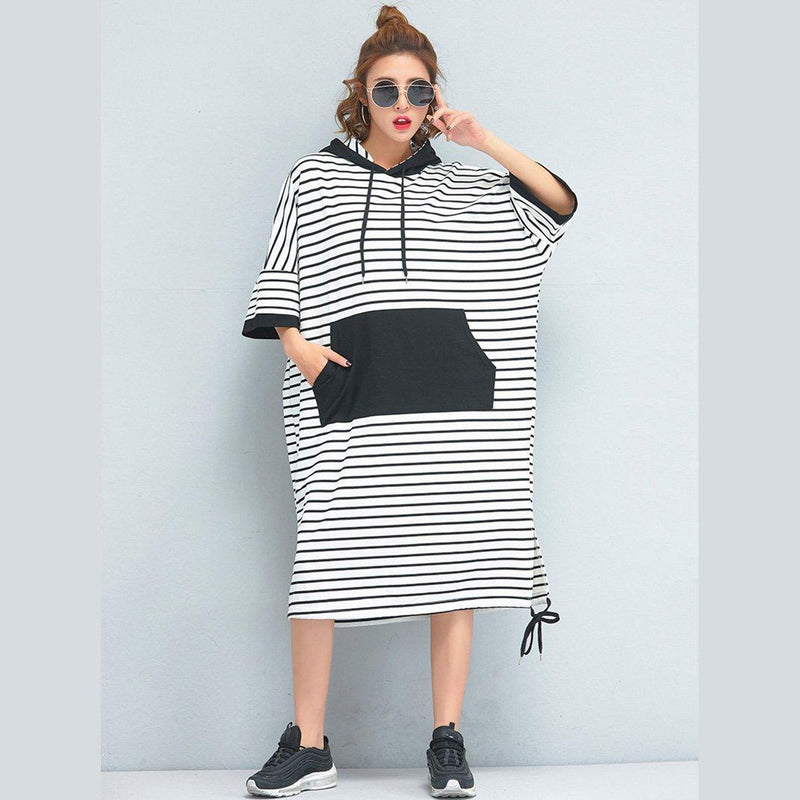 Brand Oversized Clothing Loose Cotton Striped Dress
