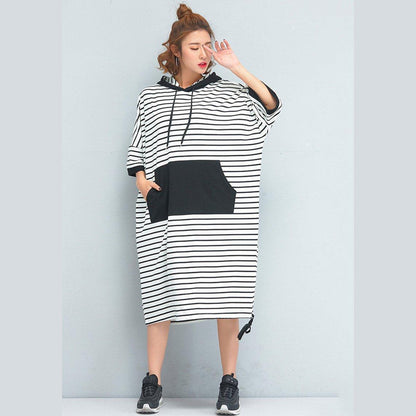 Brand Oversized Clothing Loose Cotton Striped Dress