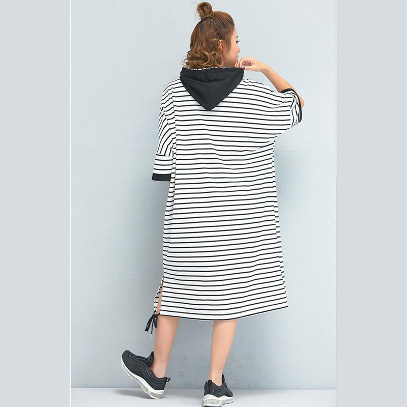 Brand Oversized Clothing Loose Cotton Striped Dress